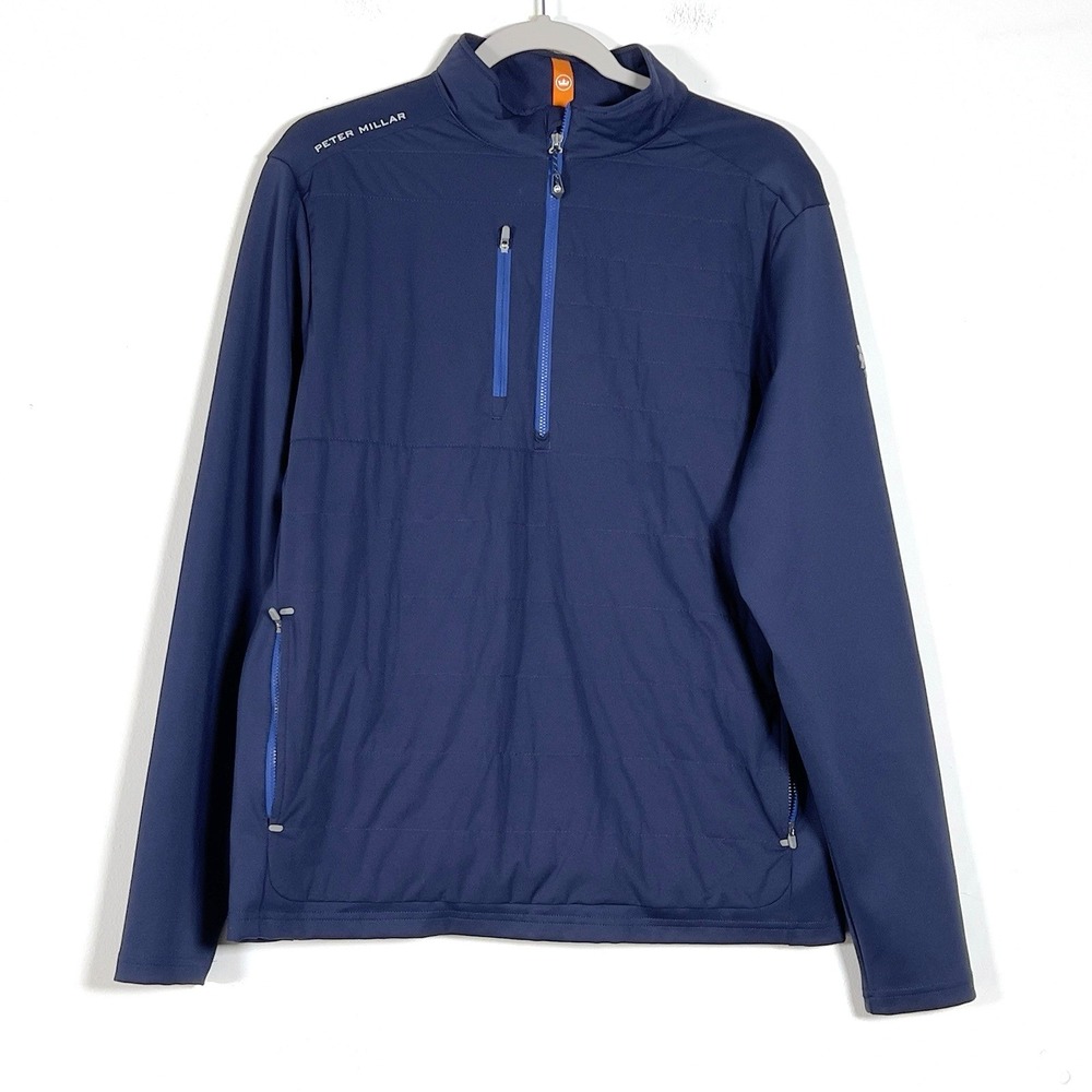 Peter Millar Weld Elite Hybrid Half Zip Golf Pullover Mens Sz M Navy Blue